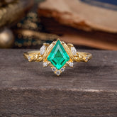 Kite Cut Nature-Inspired Emerald Engagement Ring